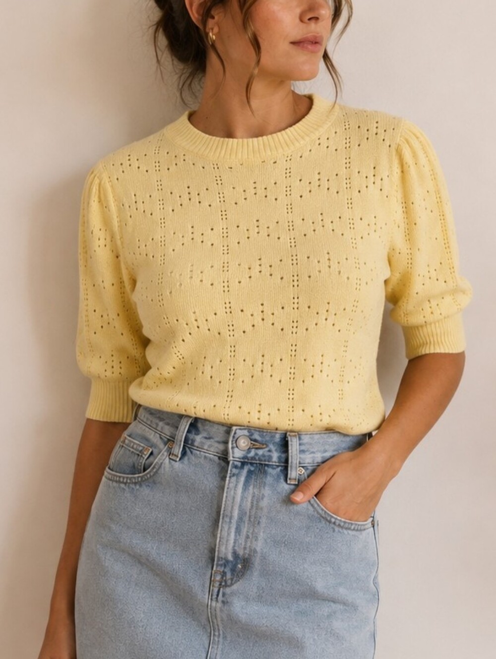 V I N T A G E:: Yellow Sweater Blouse